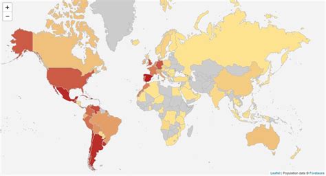 Mapa mostrando la distribución global de cómics vendidos por Amazon