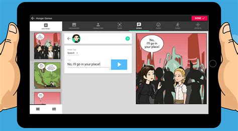 Interfaz de una herramienta online para crear cómics