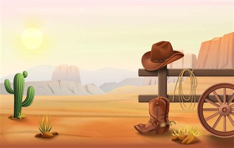 Ilustración de un paisaje del Lejano Oeste
