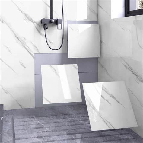 Bianco Venatino Azulejos de pared de ducha pulidos de 12 x 24 y CS-Bianco Venatino Azulejos para piso de ducha de mármol con malla de piquete pulida de Arizona Tile