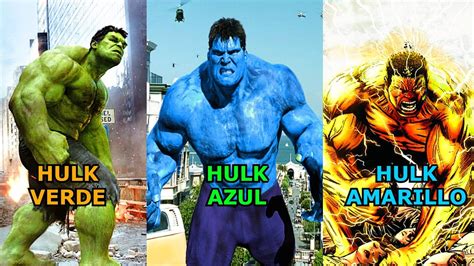 Galería de las diferentes versiones de Hulk: Gris, Verde, Rojo y Destructor de Mundos