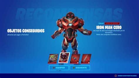 Captura de pantalla de la recompensa del envoltorio Stark de Los Siete en Fortnite