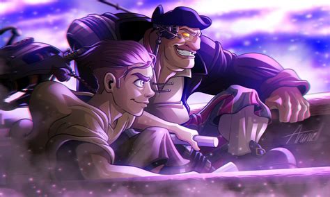 Ilustración de John Silver y Jim Hawkins