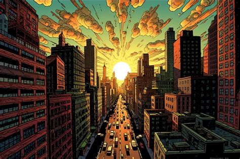 Escena urbana de Nueva York en el cómic