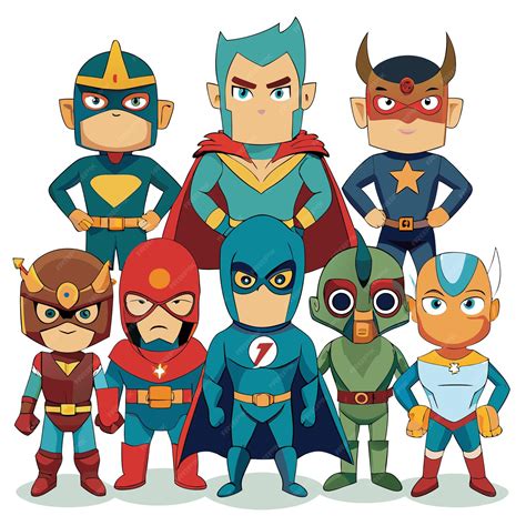 Ilustración de varios superhéroes clásicos