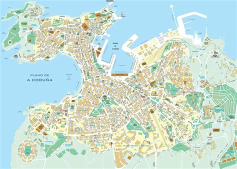 Mapa de A Coruña con puntos de interés histórico