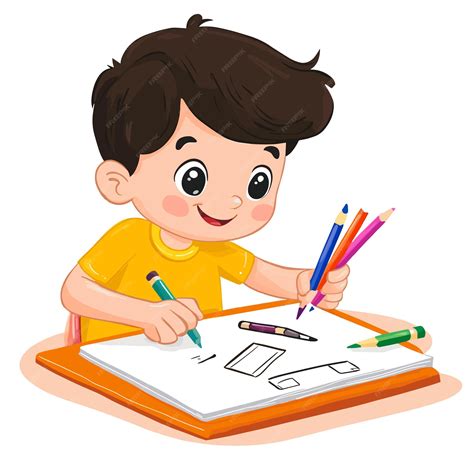 Ilustración de un niño dibujando su propio cómic