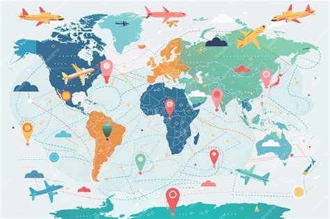 Mapa del mundo con rutas de viaje