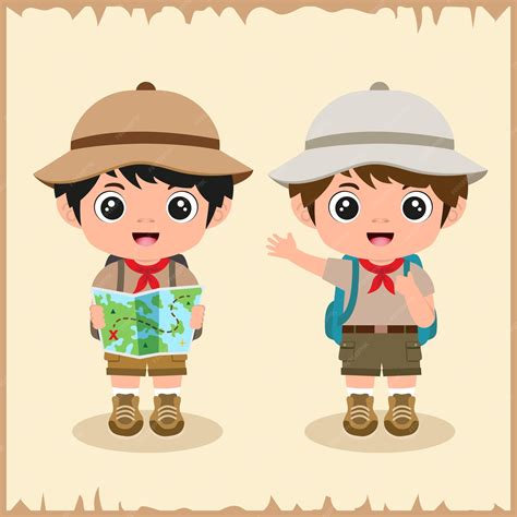 Ilustración de dos jóvenes exploradores