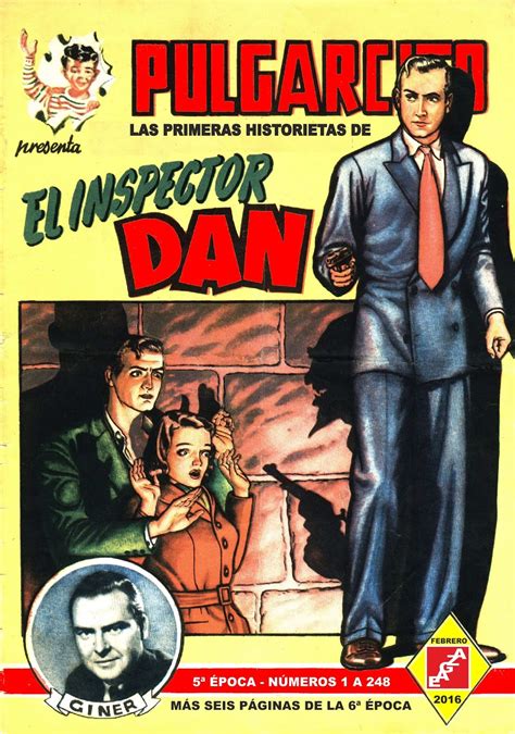 Ilustración de Eugenio Giner del Inspector Dan en una calle londinense con niebla.