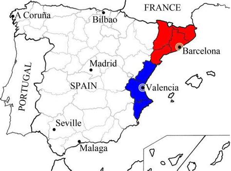 Mapa de España destacando Valencia y Barcelona como centros del cómic