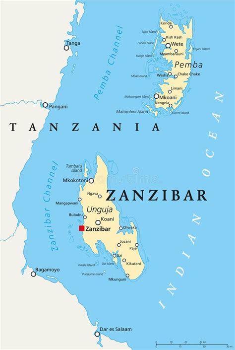 Mapa de Zanzíbar y la costa Este de África