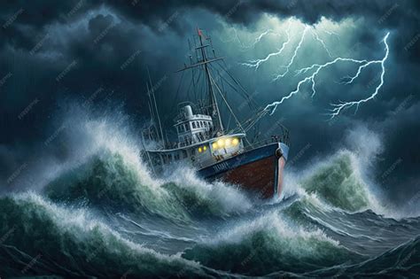 Ilustración de un barco navegando en alta mar