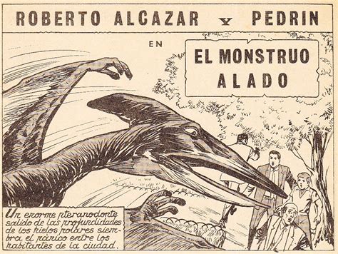 Ilustración de Roberto Alcázar y Pedrín enfrentándose a un monstruo