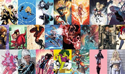 Ilustración de varias heroínas de cómic