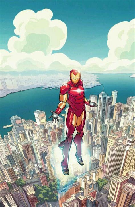 Iron Man volando sobre una ciudad