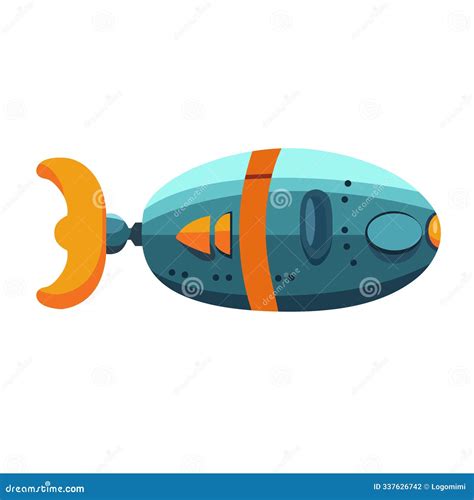Ilustración de un submarino antiguo con forma de pez