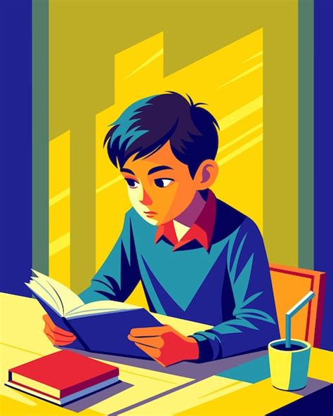 Ilustración de estudiante leyendo webtoon