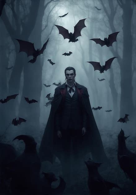 Ilustración de un vampiro de estilo gótico
