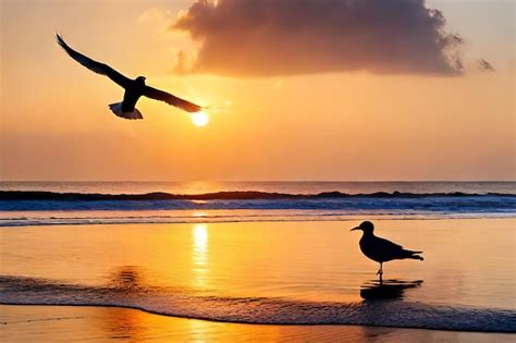 Atardecer en Londres con gaviotas