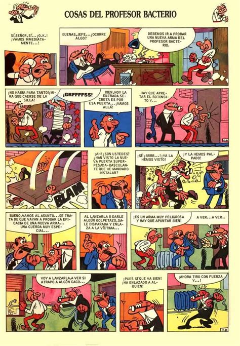 Ilustración de Mortadelo y Filemón con el Profesor Bacterio