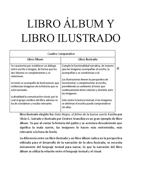 Diagrama comparativo de libro ilustrado y álbum ilustrado