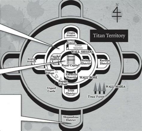 Mapa de los Muros de Shiganshina, Wall Maria, Wall Rose y Wall Sina