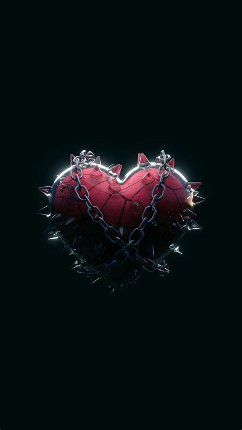 Ilustración de un corazón roto con una cadena rompiéndose.