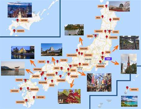 Mapa de Japón con puntos de interés de Shaman King