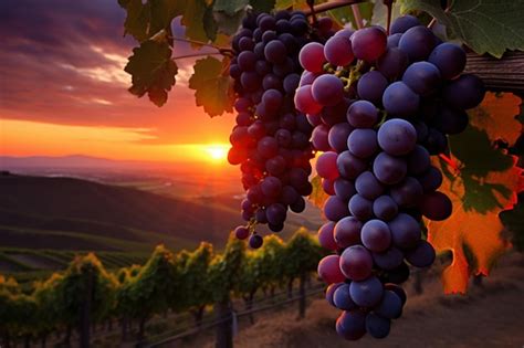 Imagen de un viñedo al atardecer, evocando la dulzura y el aroma de las uvas.