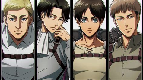 Ilustración de los personajes principales de Shingeki no Kyojin