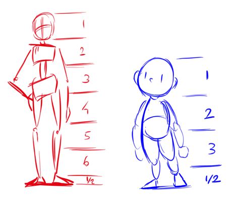 Esquema de proporciones corporales de un personaje de anime