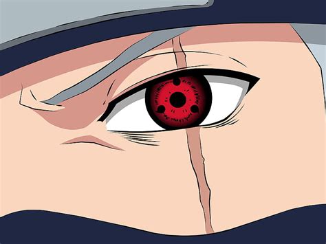 Primer plano de los ojos de Kakashi con cicatriz