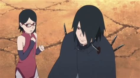 Sasuke Uchiha en su etapa adulta, con su hija Sarada