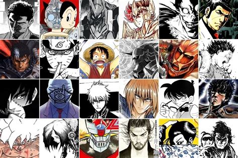 Ilustración de varios personajes de manga famosos