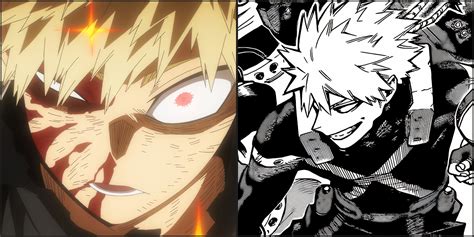 Comparación visual de la escena de Bakugo en manga y anime