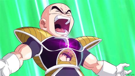 Krilin explotando a manos de Freezer