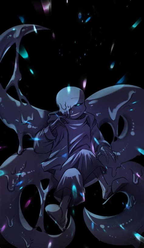 Ilustración de Nightmare Sans con aura oscura