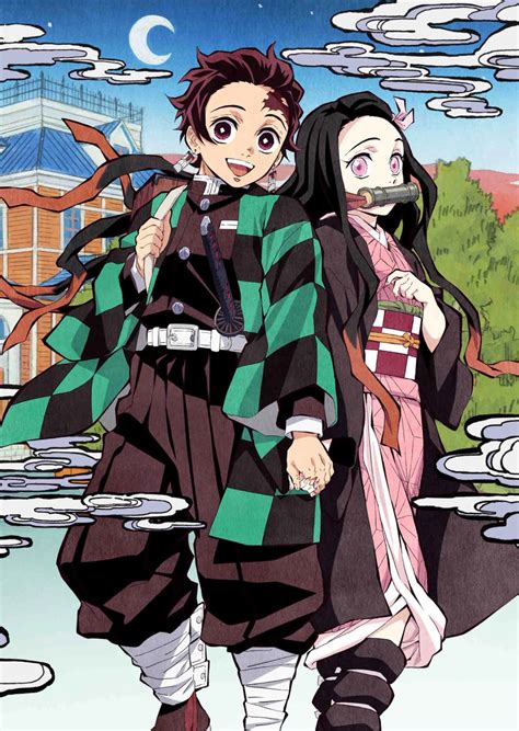 Ilustración de Tanjiro y Nezuko Kamado