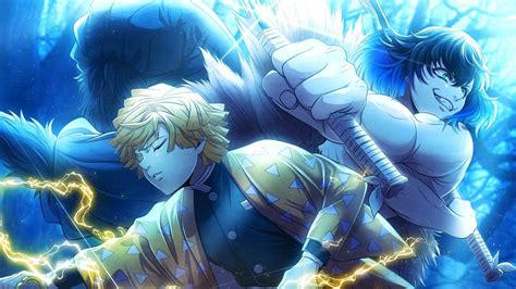 Ilustración de Zenitsu Agatsuma e Inosuke Hashibira