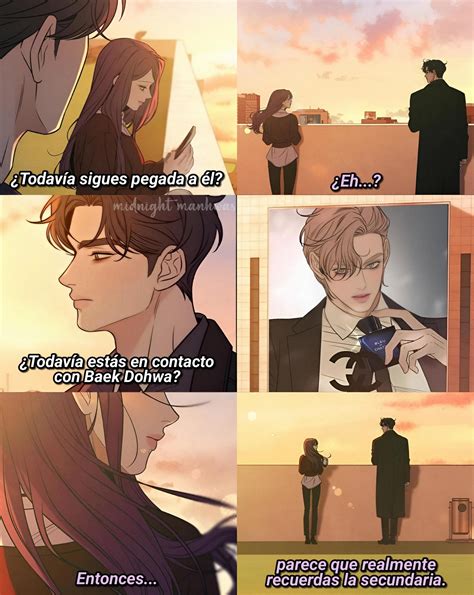 Ilustración de personajes de manhwa discutiendo sobre el amor