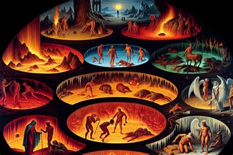 Representación de los círculos del infierno en La Divina Comedia