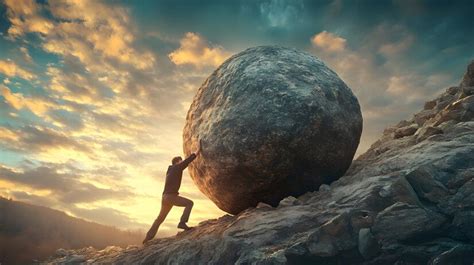 Tanjiro empujando una roca con gran esfuerzo