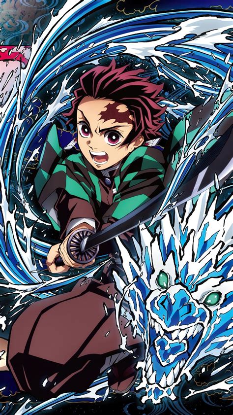 Ilustración de Tanjiro entrenando con los Pilares