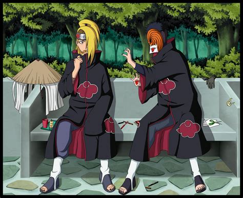 Deidara y Tobi enfrentando a Sasuke