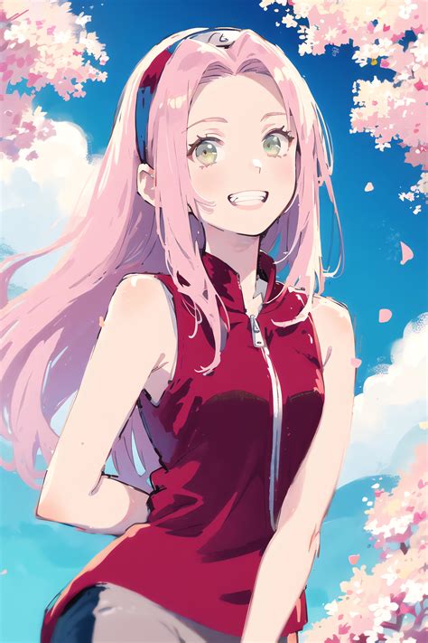Ilustración de Sakura Haruno en diferentes etapas de la serie Naruto