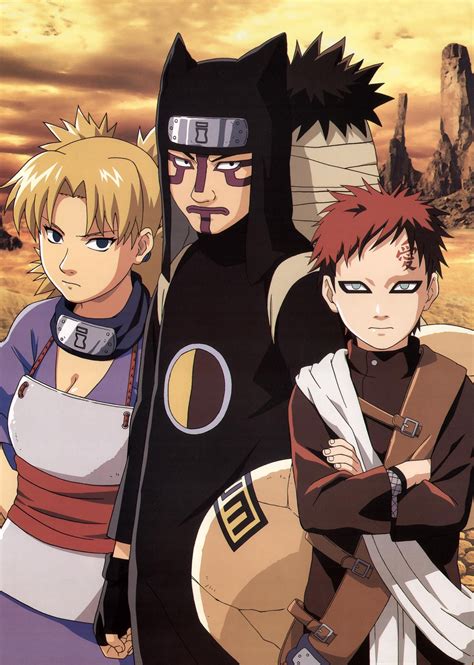Gaara, Temari y Kankuro como el Equipo Baki