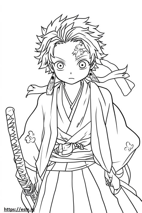Ilustración de personajes de Kimetsu no Yaiba para colorear