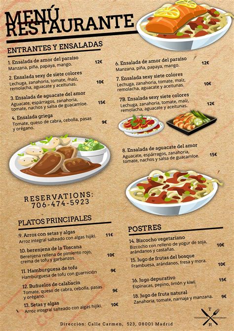 Menú del restaurante 