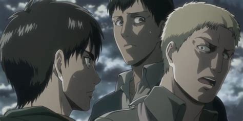 Secuencia del hombre contándole su historia a Reiner y Bertolt